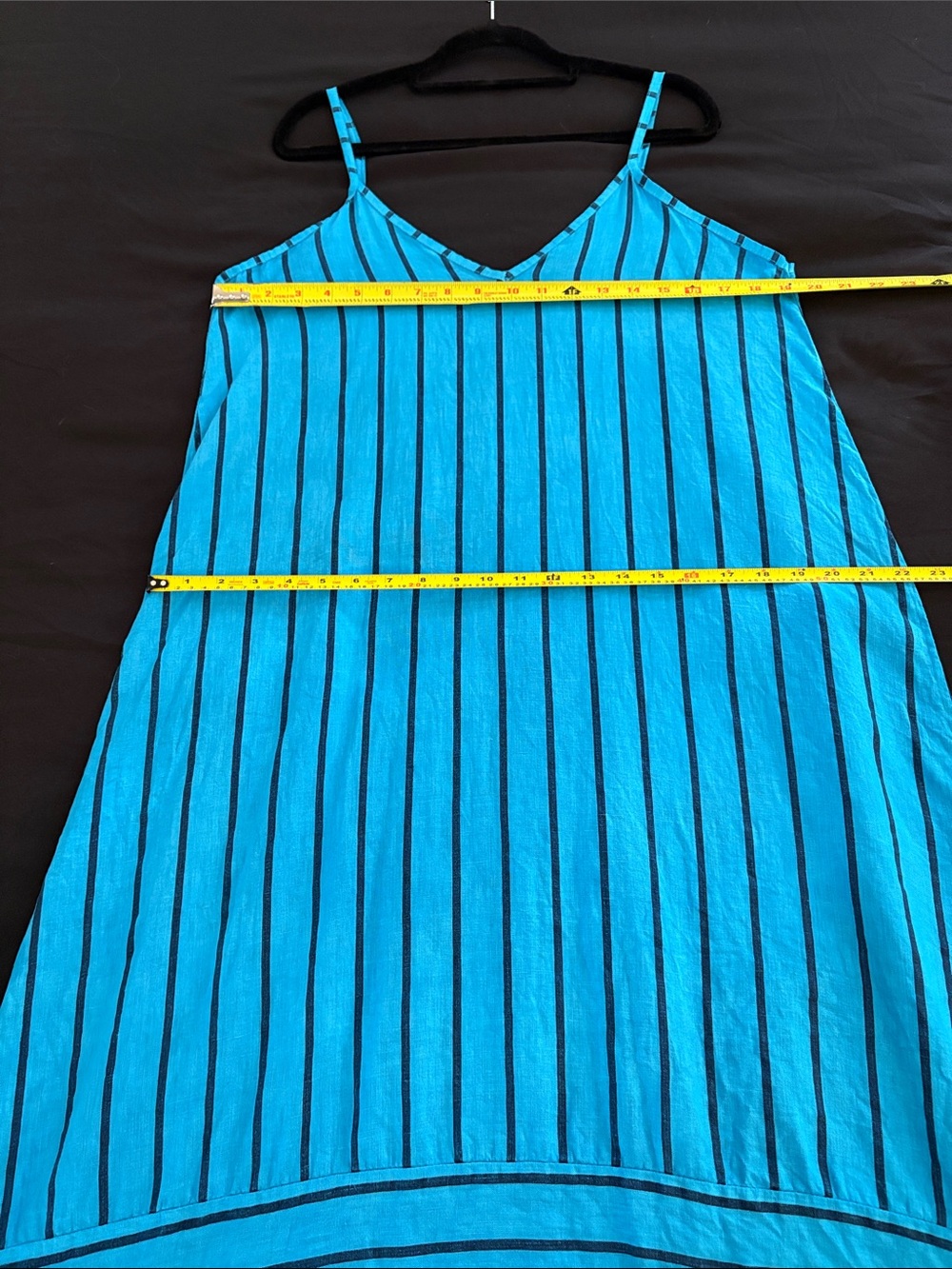 Terzo Millennio Turquoise Striped 100% Linen Midi Dress-S - Picture 4 of 10